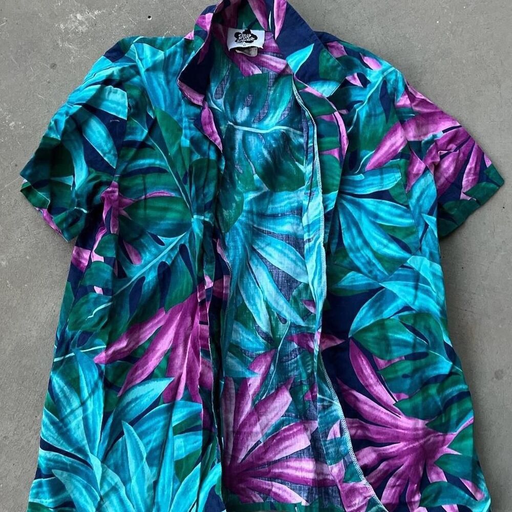 Hilo-hattie Women's Purple and Green Shirt